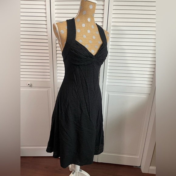 Super cute Vintage 90’s Calvin Klein black dress crisscross back Sz 6 - Picture 2 of 5